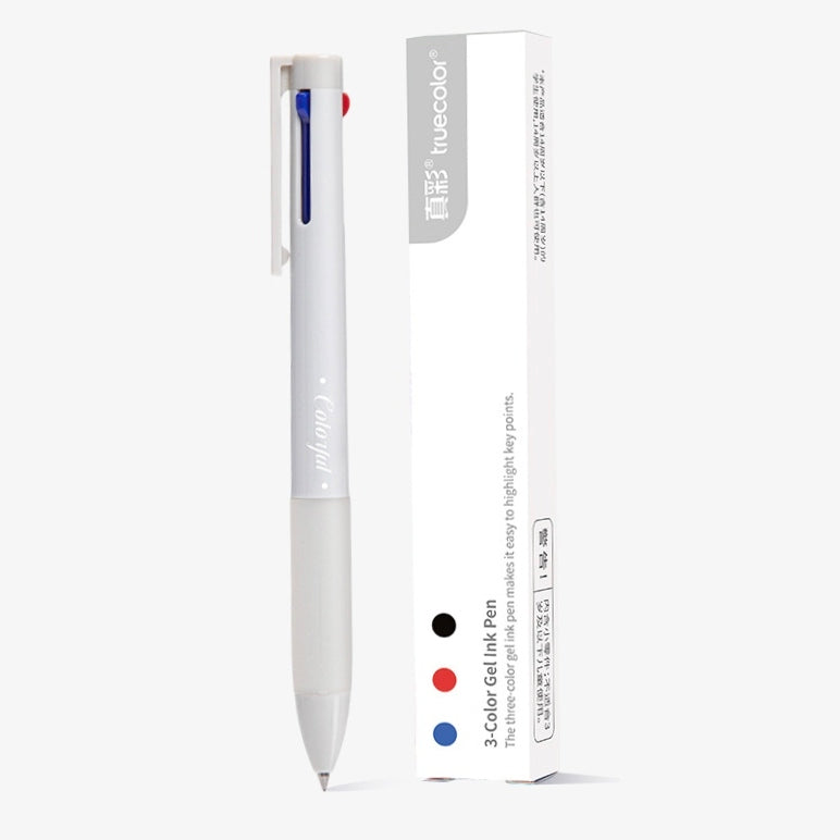 Truecolor 3-Colour Gel Ink Pen – Pack of 4 Aesthetic Designs, Click Retractable Multicolour Ballpoint for Study & Office