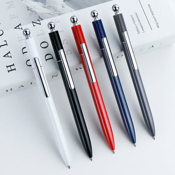 Heavy Metal Gel Pen with Silver Ball Top – Weighty Click Signature Pen, 5 Colours