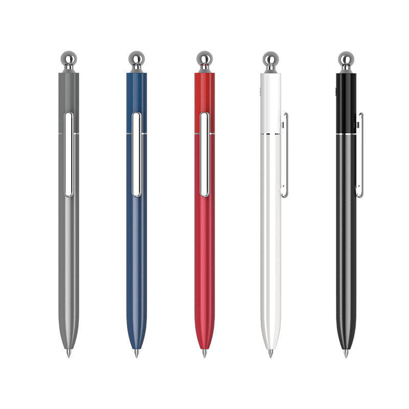 Heavy Metal Gel Pen with Silver Ball Top – Weighty Click Signature Pen, 5 Colours