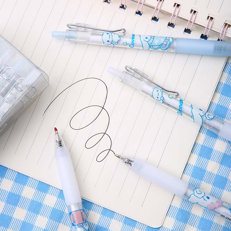 Cinnamoroll Style Gel Pen Set of 12 – Kawaii Click Pen with Metal C-Clip, Blue Gift Box QD-2303