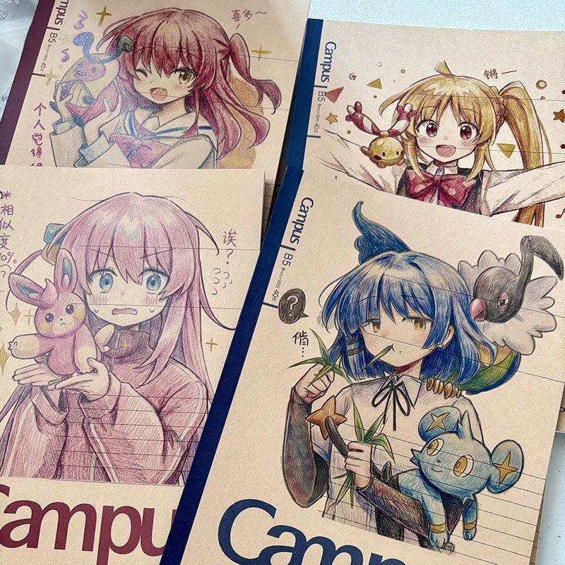 KOKUYO Campus Anime Illustration B5 Dot-Ruled Notebook – Hand-Drawn Character Cover, 8mm × 26 Lines, 40 Pages