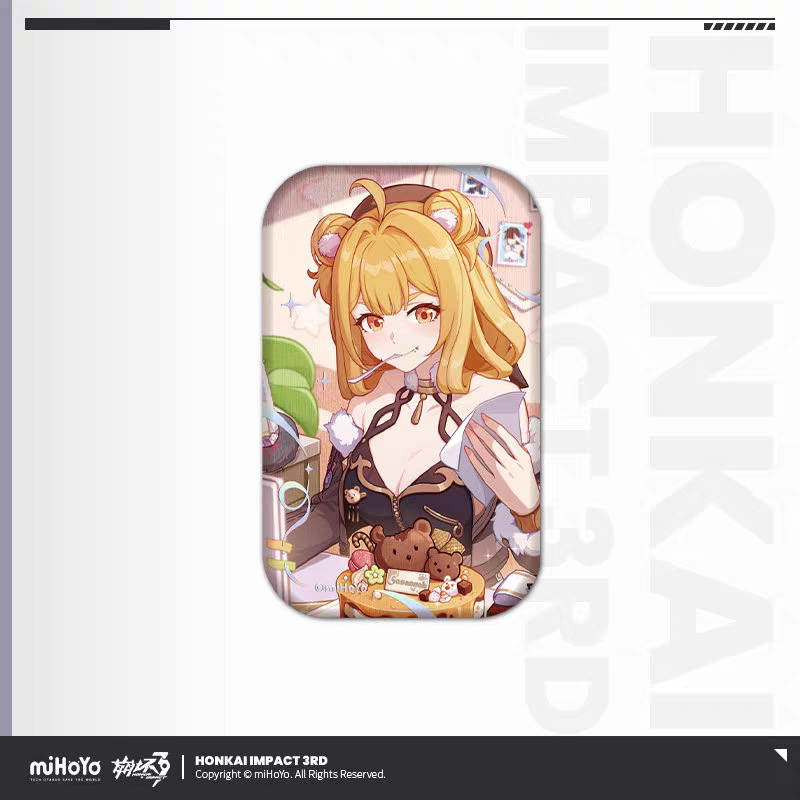 Honkai Impact 3rd birthday art tin badge - white hair character with galaxy background