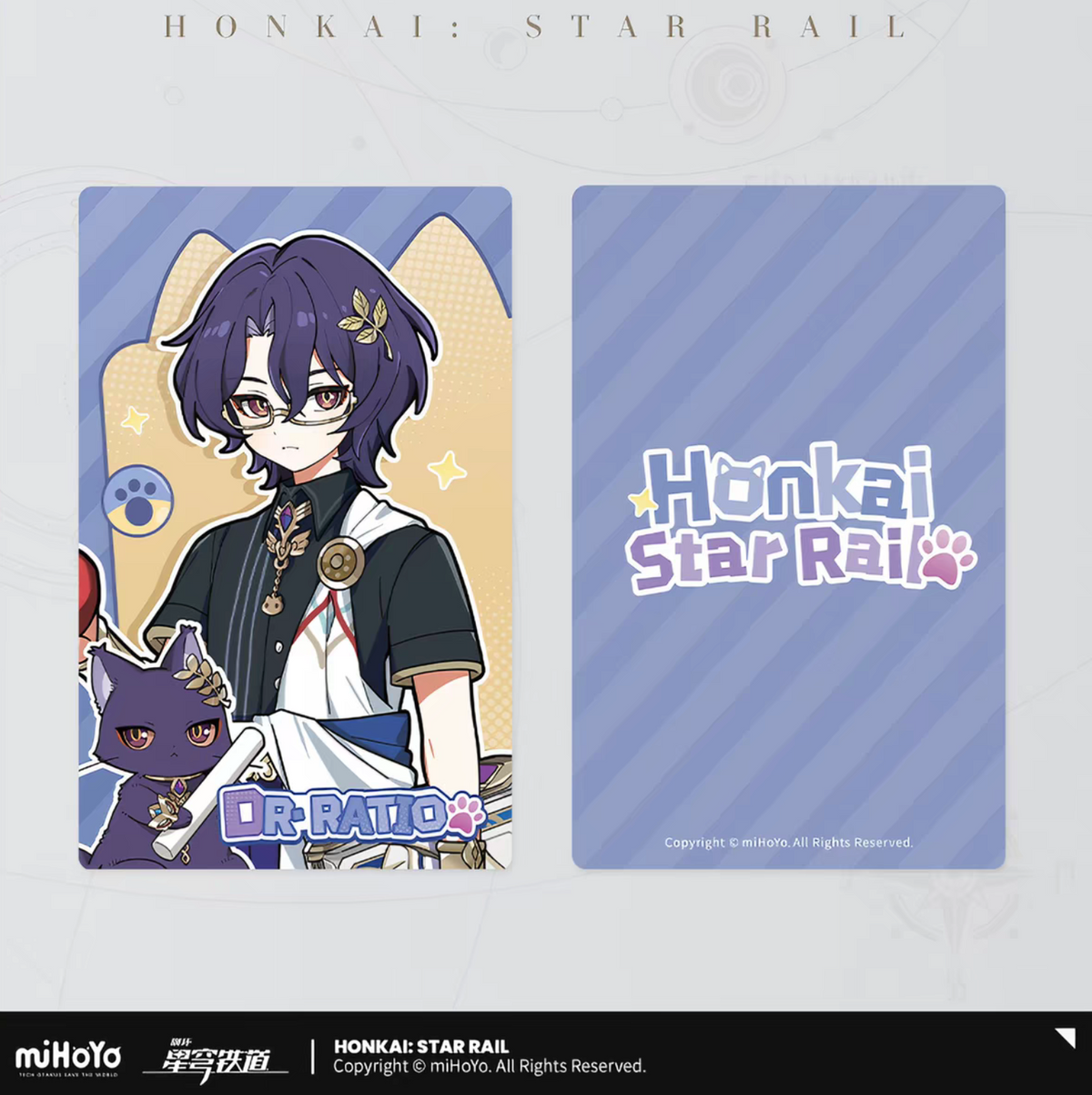 Honkai Star Rail chibi cat laser ticket Vol.3 - Boothill grey theme cowboy cat sidekick front and back