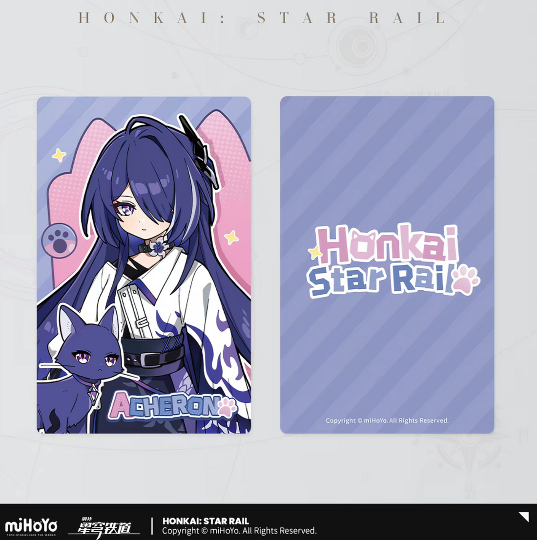 Honkai Star Rail chibi cat laser ticket Vol.3 - Rappa red-pink theme cat-ear hat mini companion front and back