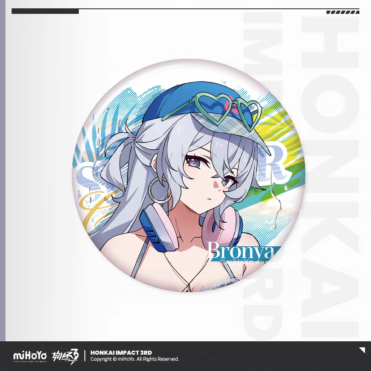 Honkai Impact 3 Summer Leisure Vol.6 Tin Badge Bronya Zaychik Blue Bucket Hat Pink Bikini miHoYo