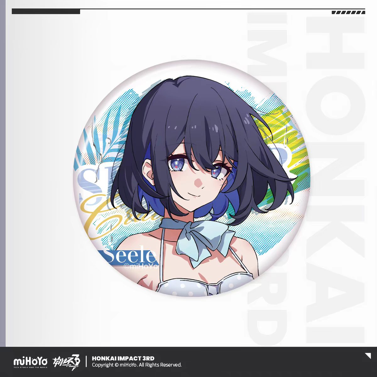 Honkai Impact 3 Summer Leisure Vol.6 Tin Badge Seele Vollerei White Swimsuit Teal Bow miHoYo