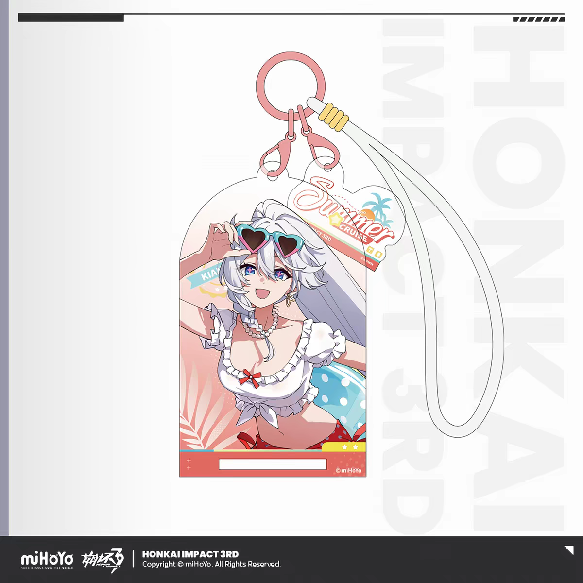 Honkai Impact 3 Summer Cruise Vol.6 Acrylic Keychain Kiana Kaslana White Bikini Heart Sunglasses miHoYo