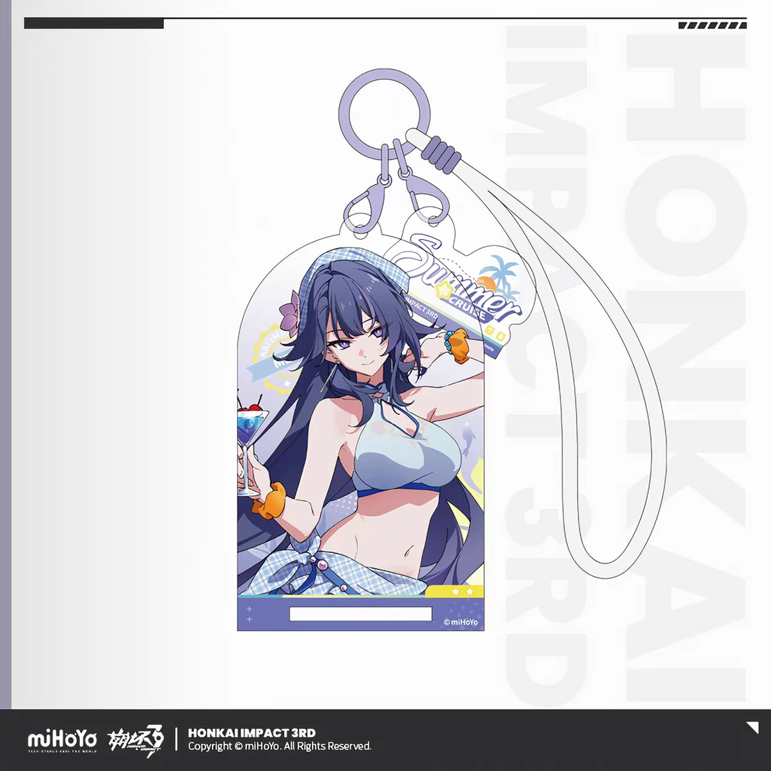Honkai Impact 3 Summer Cruise Vol.6 Acrylic Keychain Kiana Kaslana White Bikini Heart Sunglasses miHoYo