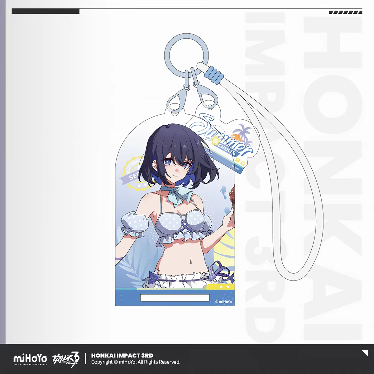 Honkai Impact 3 Summer Cruise Vol.6 Acrylic Keychain Seele Vollerei White Ruffled Swimsuit Teal Bow miHoYo