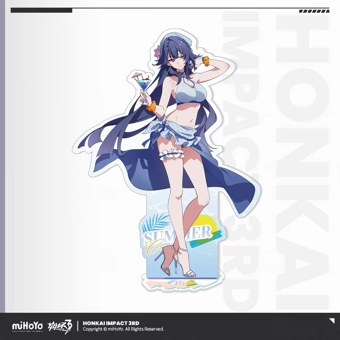 Honkai Impact 3 Summer Cruise Vol.6 Acrylic Stand Kiana Kaslana Surfboard White Bikini Red Shorts miHoYo