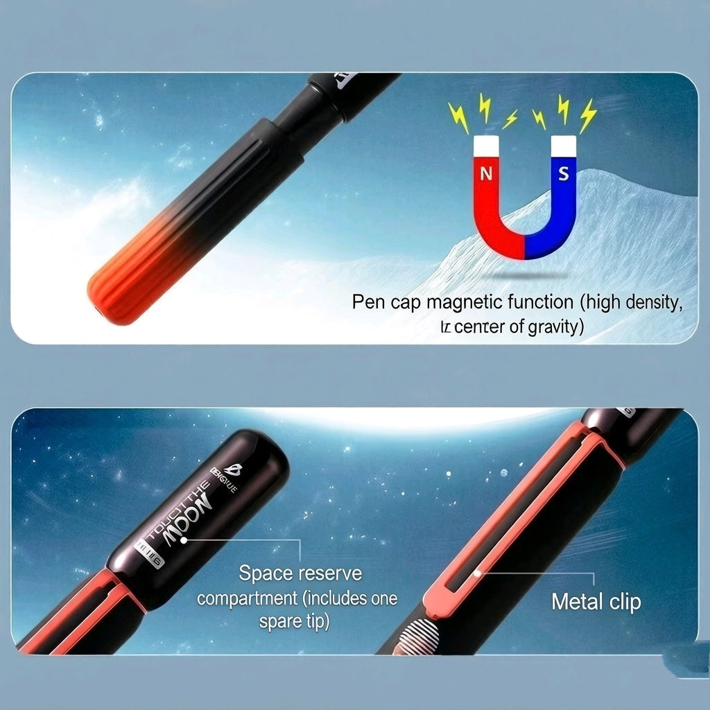 Beijiguang Touch the Moon fountain pen magnetic cap and metal clip feature detail