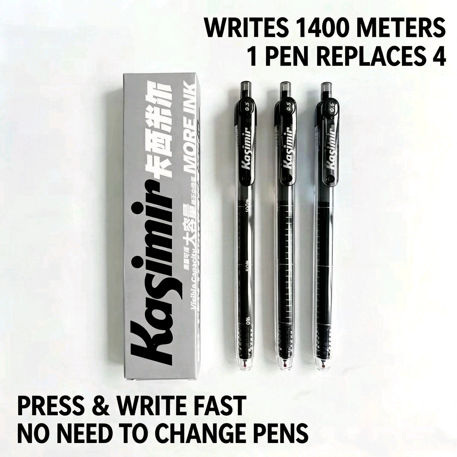 Kasimir Large Capacity Gel Pen 0.5mm Fast Dry Smooth