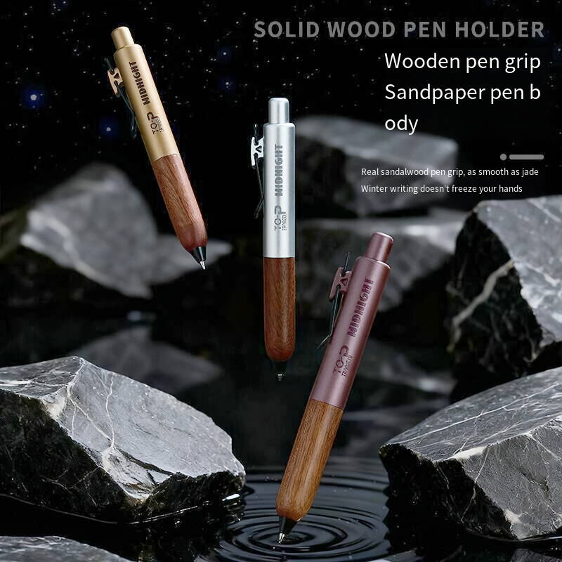 TANOOCI Midnight II Limited Edition Black Gel Pen | Sandalwood Grip