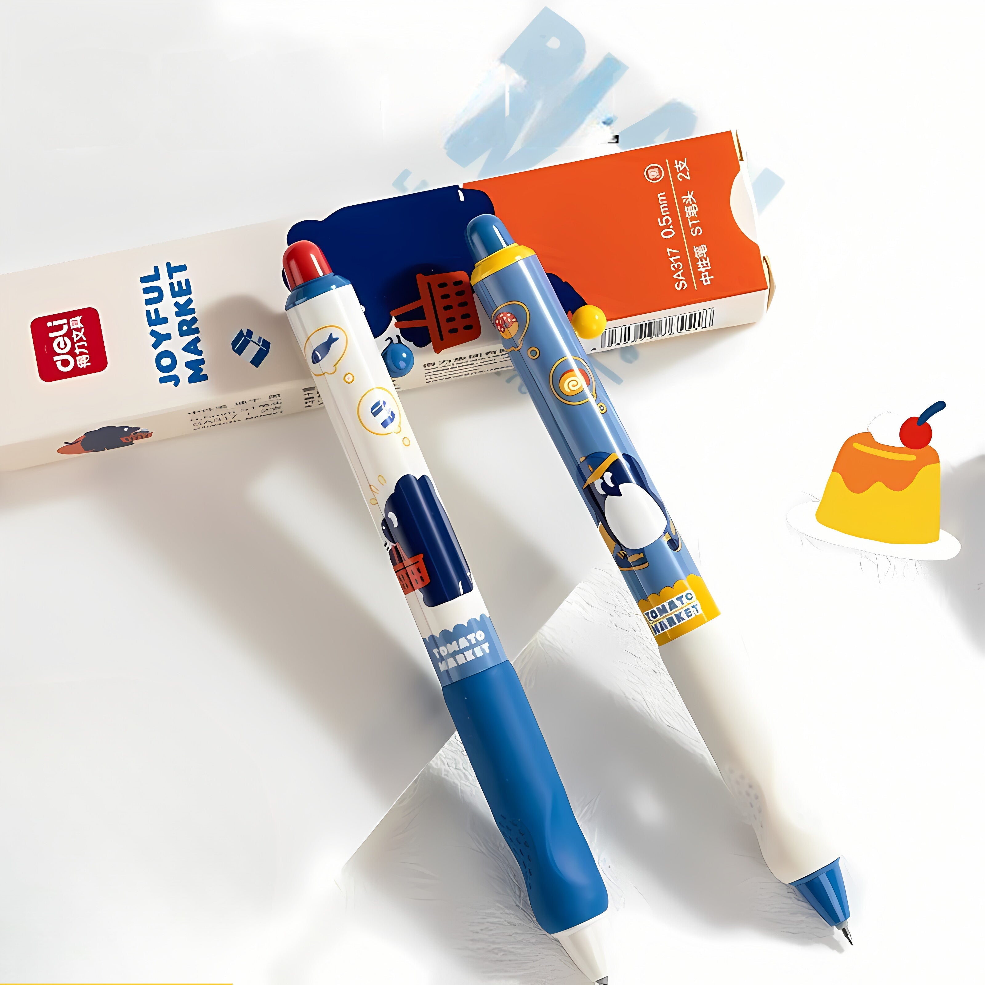 Deli Blue Bear Gel Pens 4-Pack
