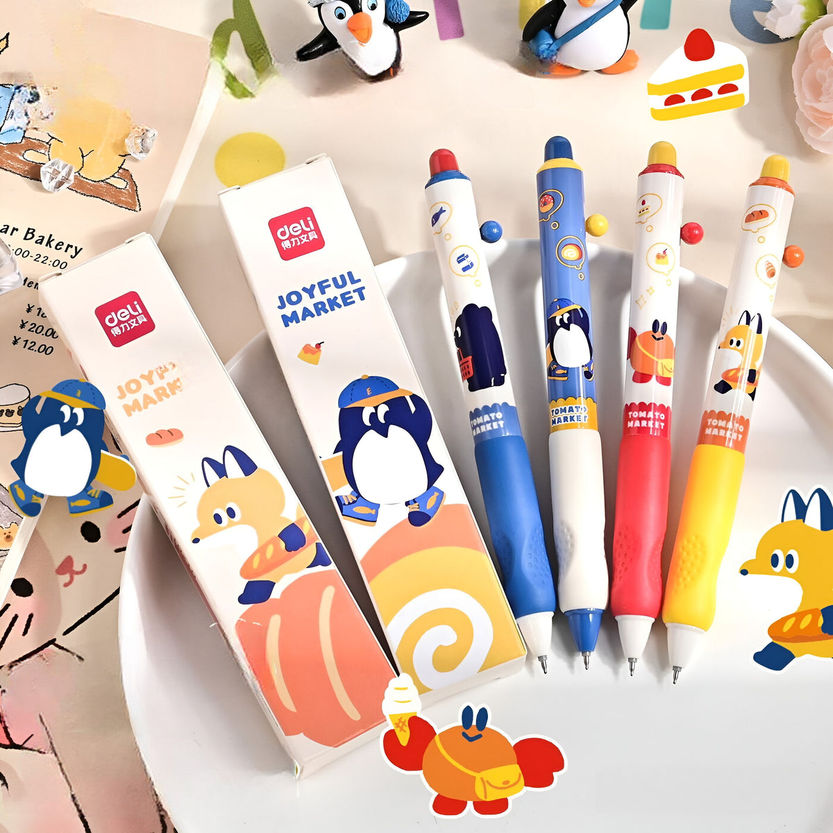 Deli Blue Bear Gel Pens 4-Pack