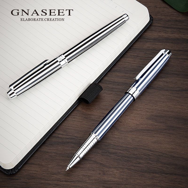 GNASEET Luxury Striped Metal Rollerball Pen