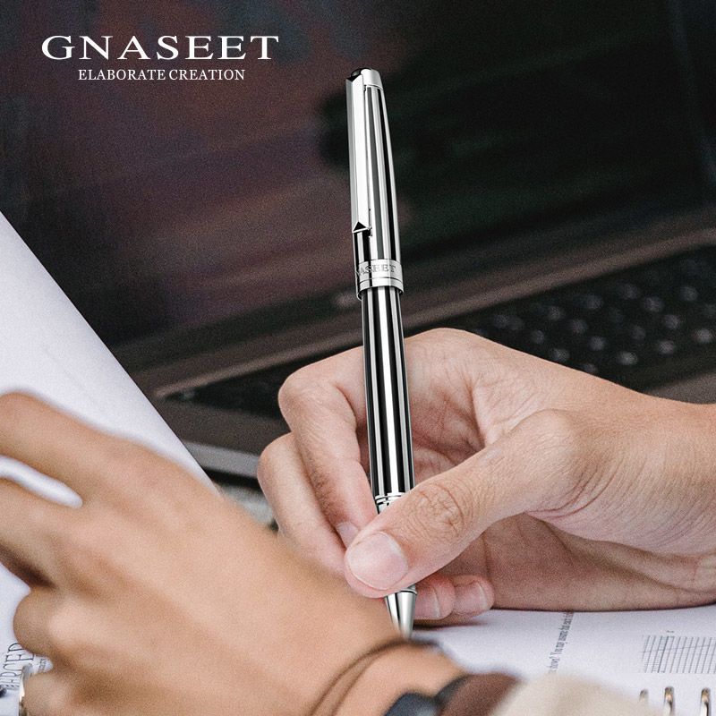 GNASEET Luxury Striped Metal Rollerball Pen