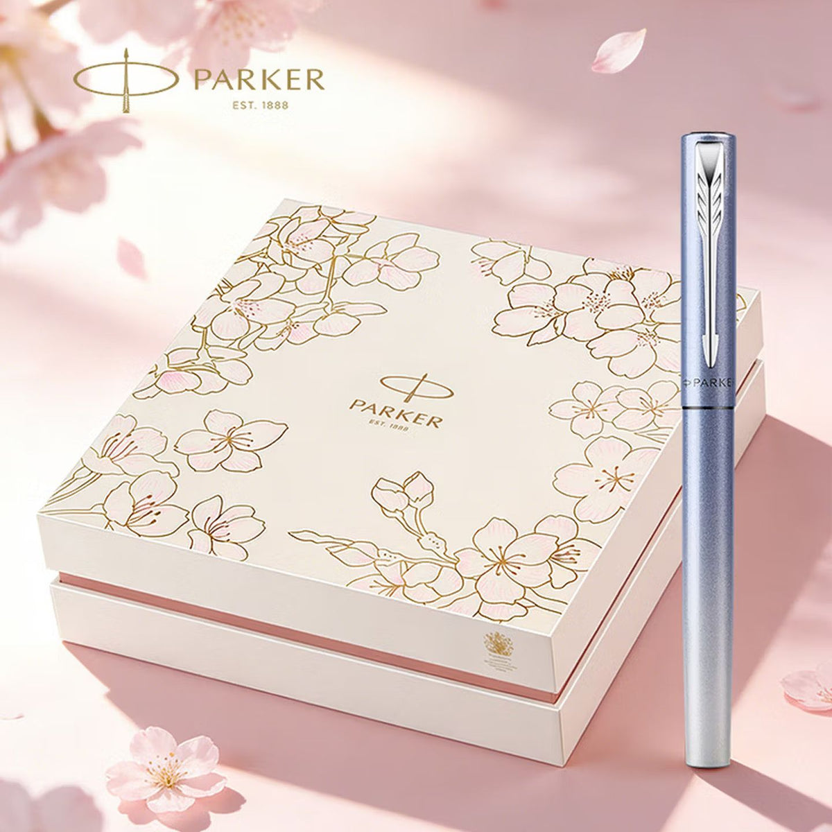 Parker cherry blossom gift box with blue Vector XL fountain pen