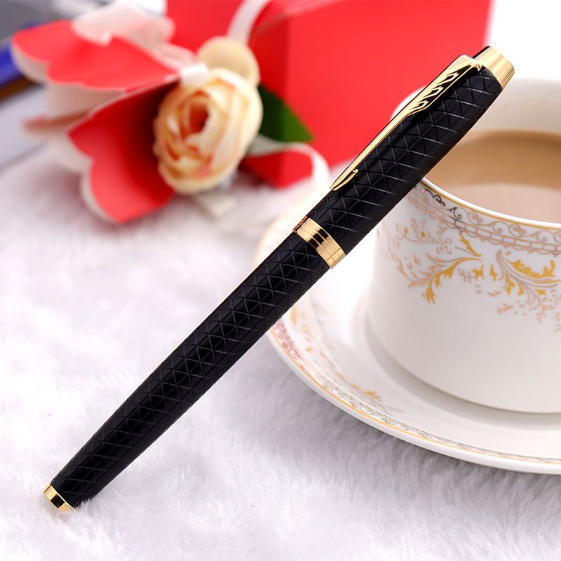 Parker IM Black Forest Fountain Pen on display with teacup