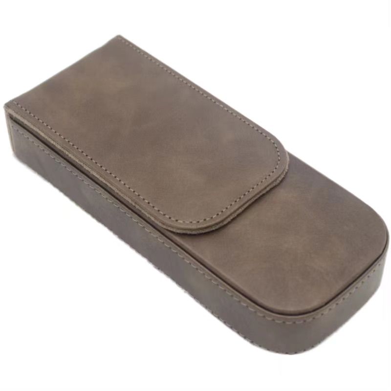 Vintage leather 3 pen case in brown