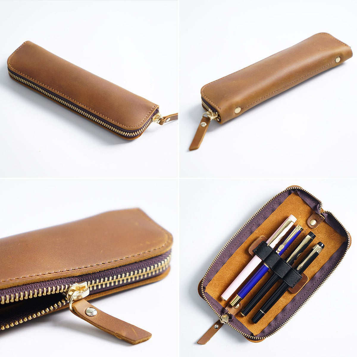 Vintage Crazy Horse Leather Pen Case