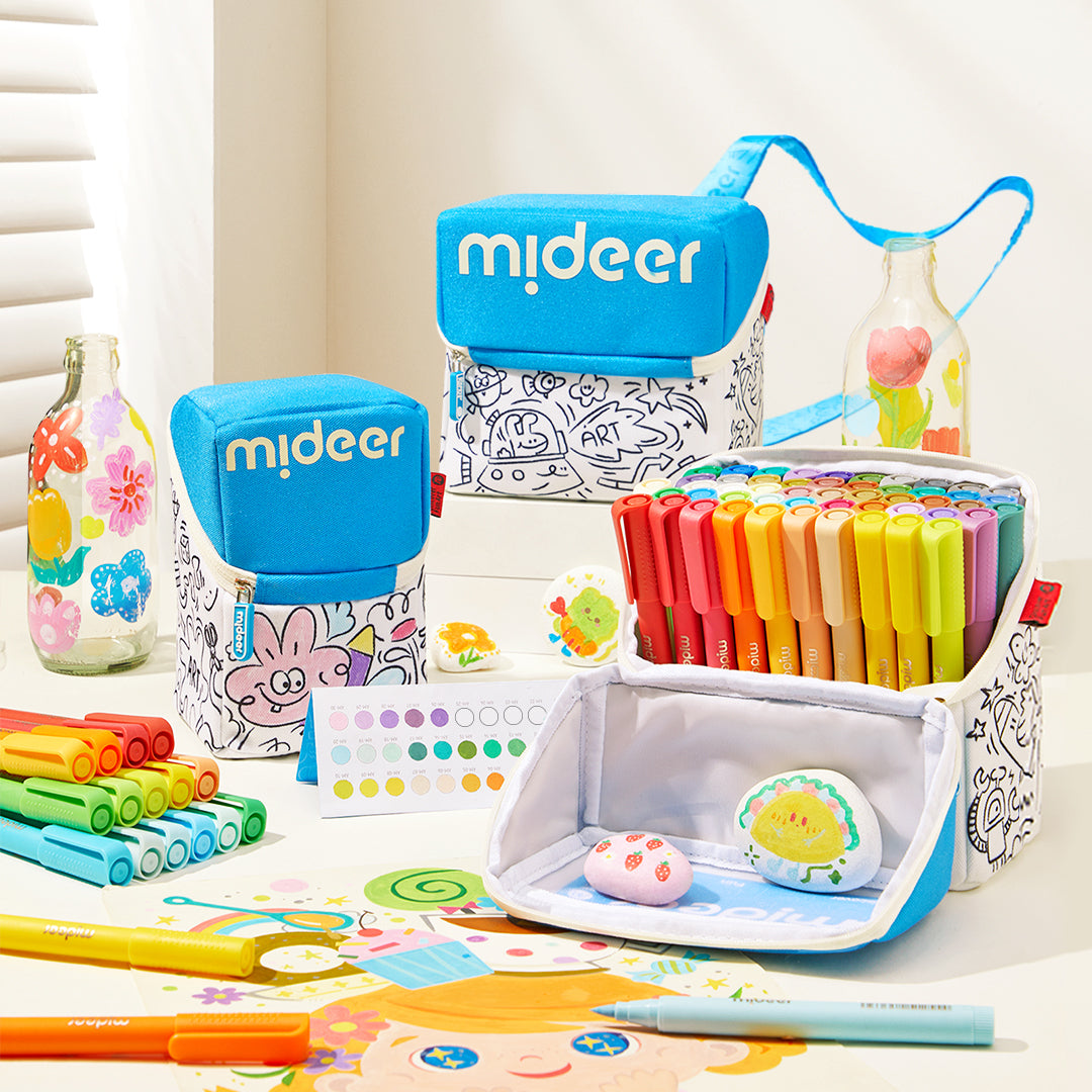 MiDeer 60-Color Acrylic Paint Markers Brush Tip with Stand-Up Pouch