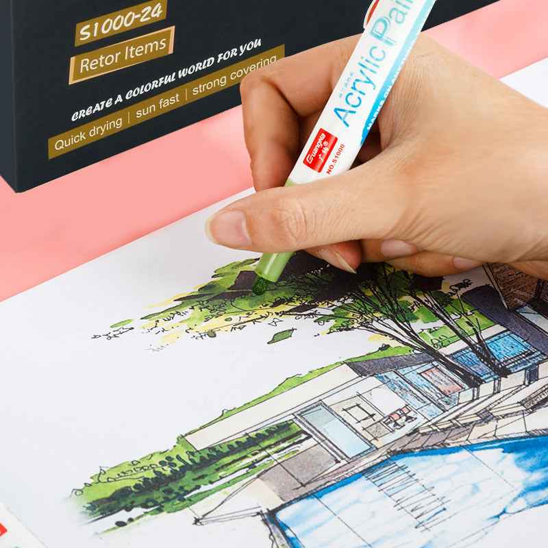 Guangna Pastel Paint Acrylic Marker Pens,3mm Medium Tip,24 Colors - TTpen