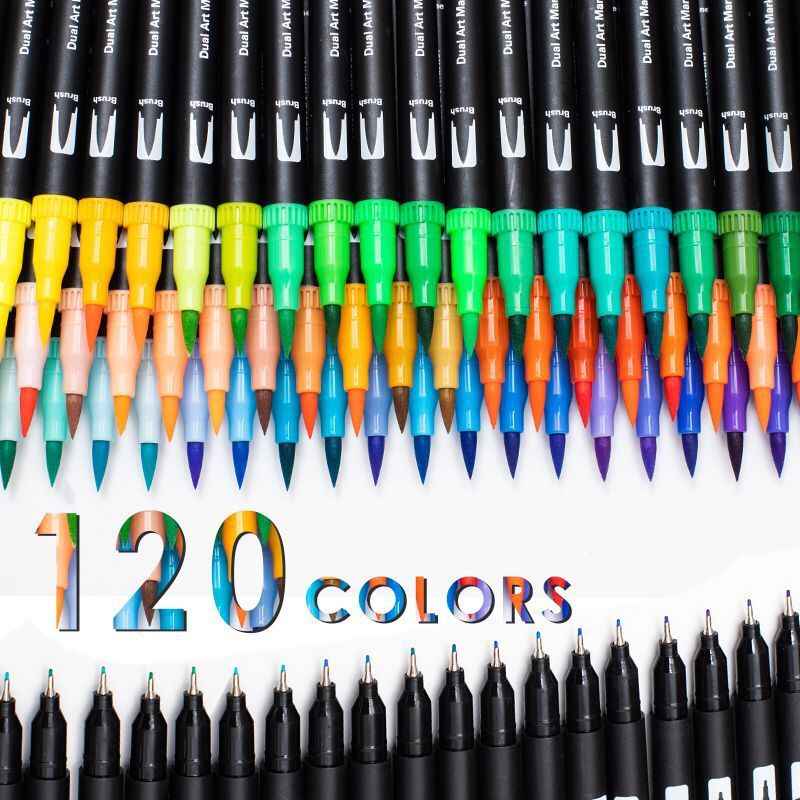 60/72/120 Colors Art Markers Dual Tip Brush Pen for with Case - TTpen