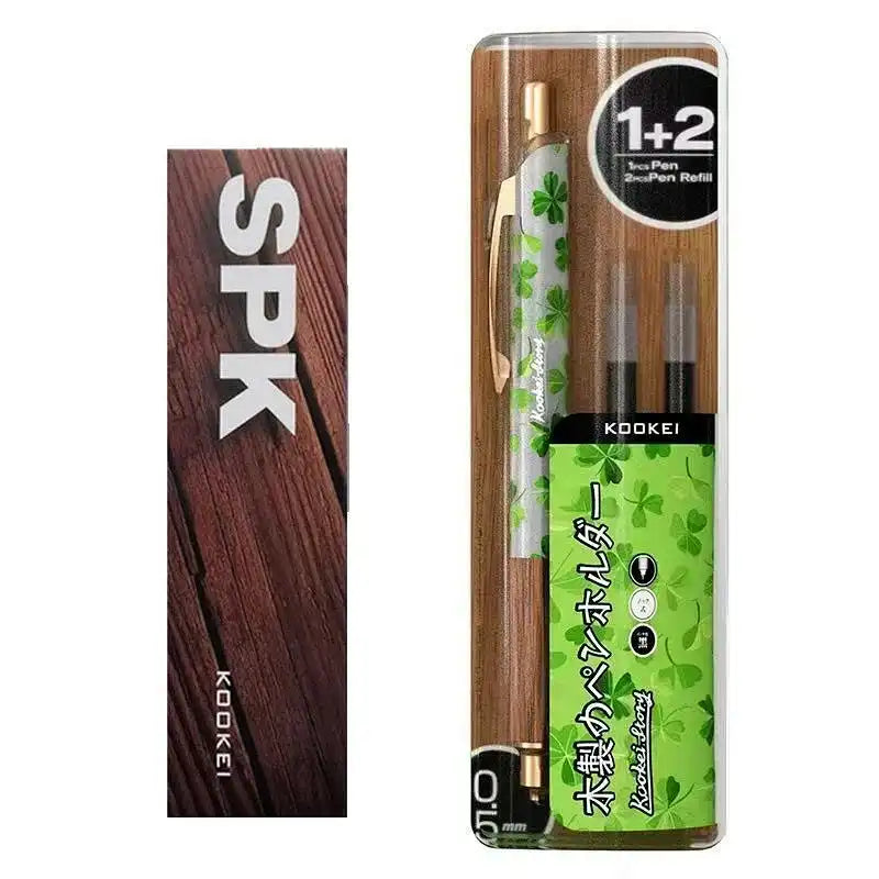 KOOKEI Wooden Cherry Blossom Gel Pen Set | 0.5mm Refillable