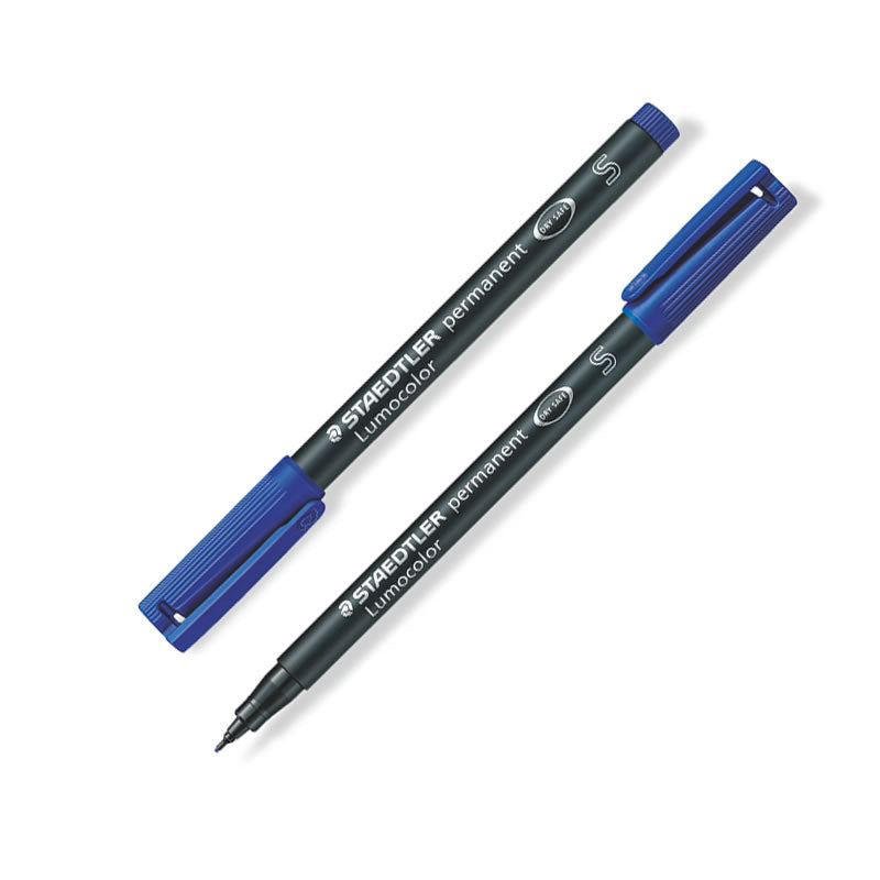 Staedtler Lumocolor 313S Permanent Markers SuperFine Tip 0.4mm,4 Pack Blue