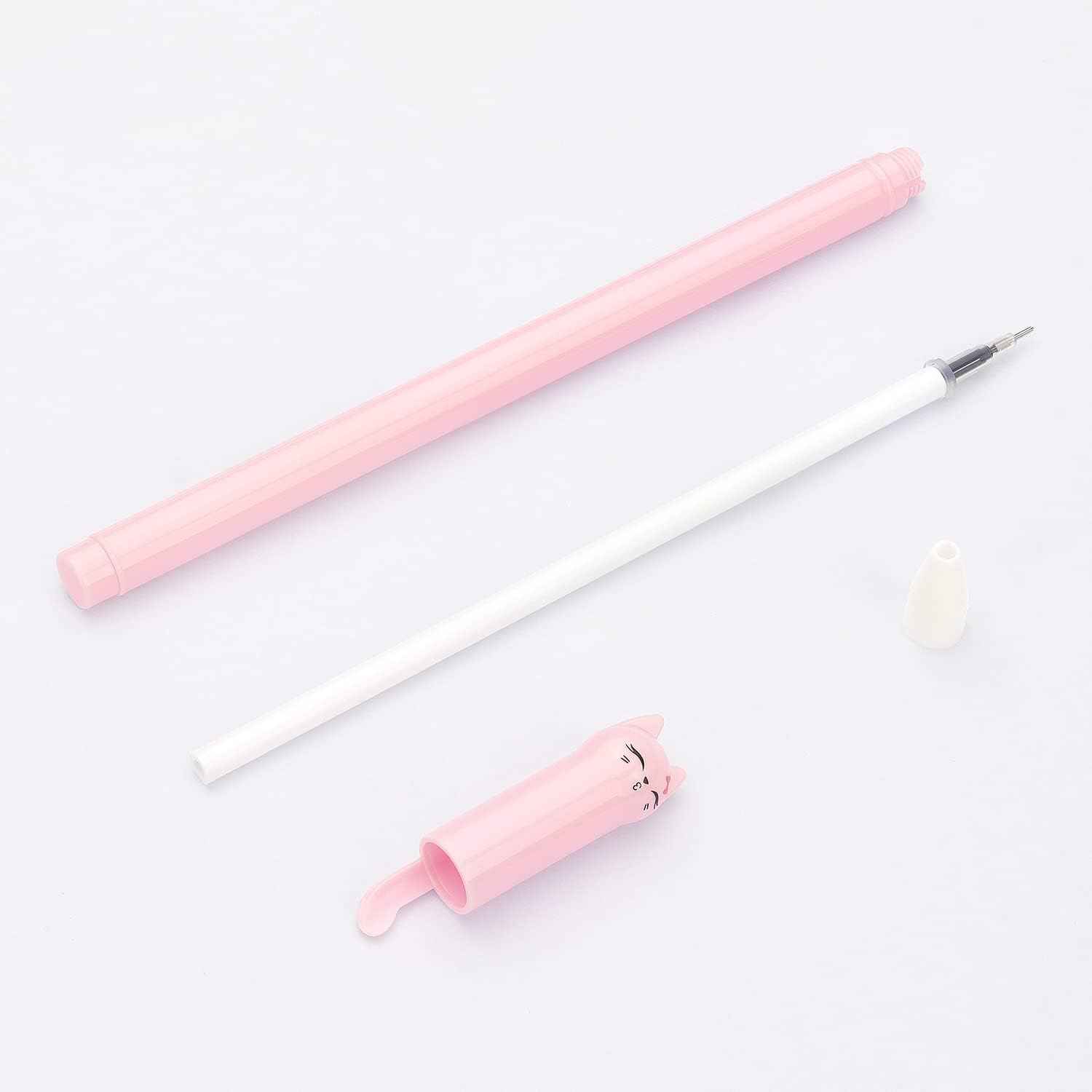 6 Pack Colorful Cat Kawaii Gel Pens 0.5mm Black Ink - TTpen