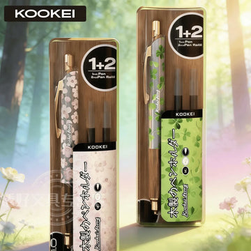 KOOKEI Wooden Cherry Blossom Gel Pen Set | 0.5mm Refillable
