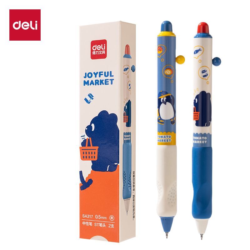 Deli Blue Bear Gel Pens 4-Pack