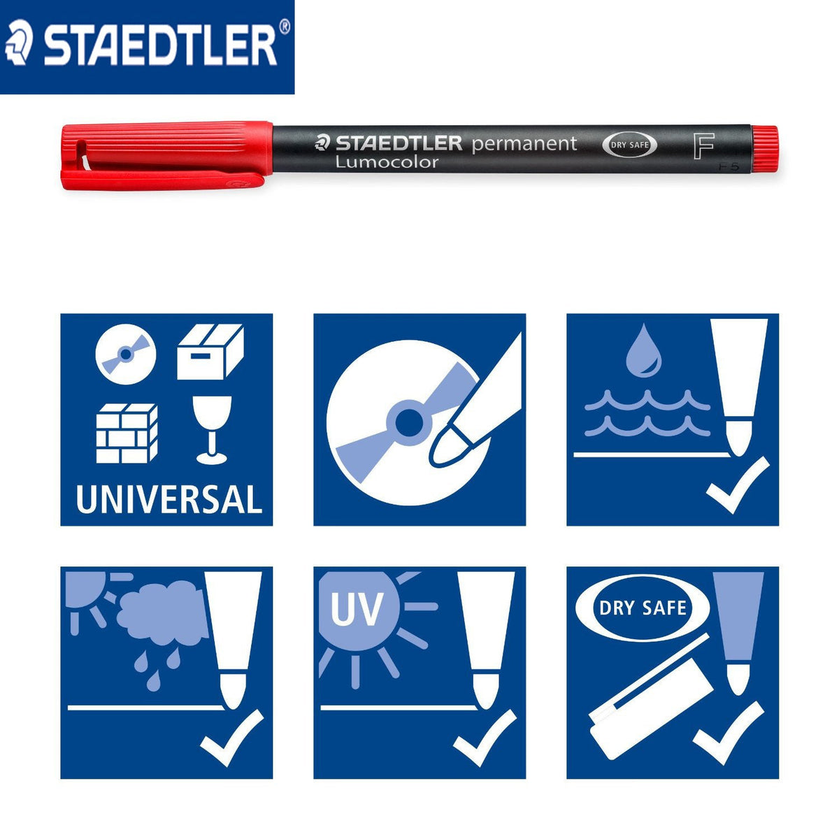 Staedtler Lumocolor 318F Permanent Markers Fine Tip 0.6mm,4 Color