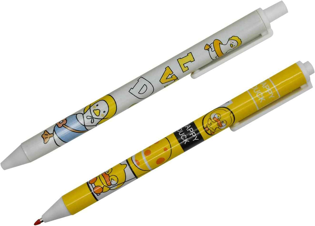 12PCS Little Yellow Duck Print Retractable Gel Pens Black Ink For Kids - TTpen