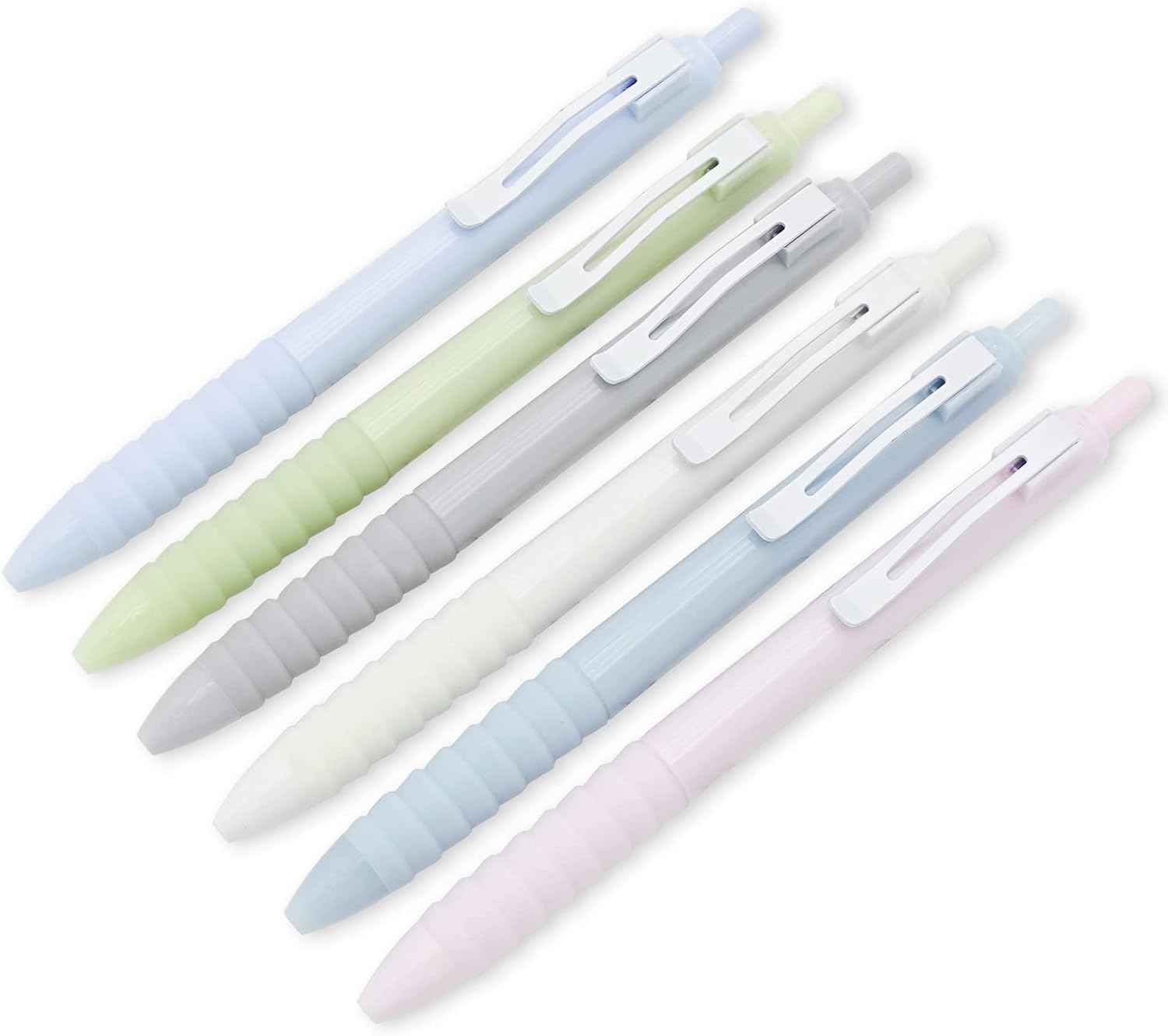 Retractable Gel Pens Black Ink,Fine Point 0.5mm with Soft Comfort Grip 6 Count - TTpen