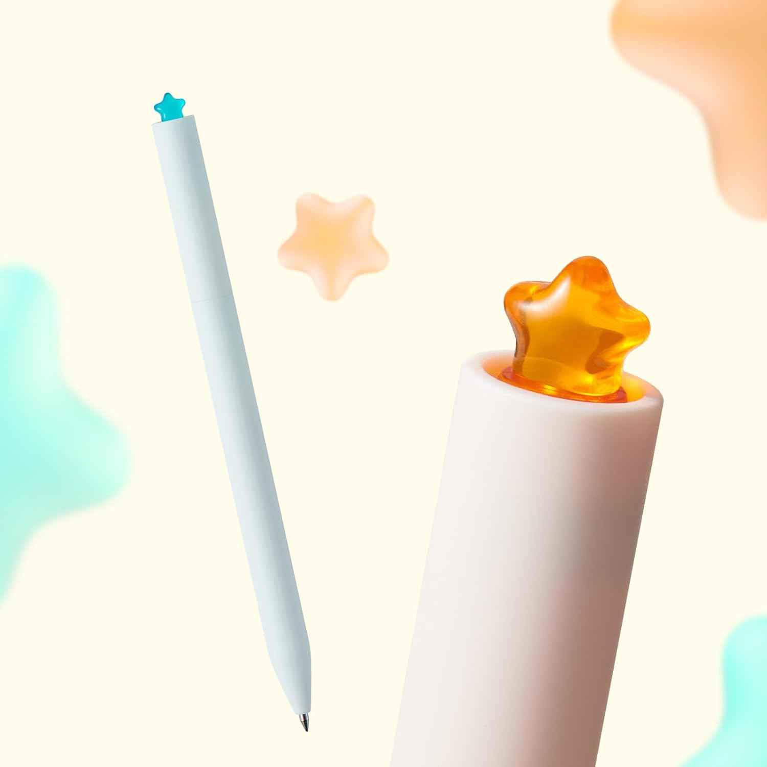 Kaco FIRST Star Gel Pens with Extra 4 Black Ink Refills (Orange+Blue) - TTpen