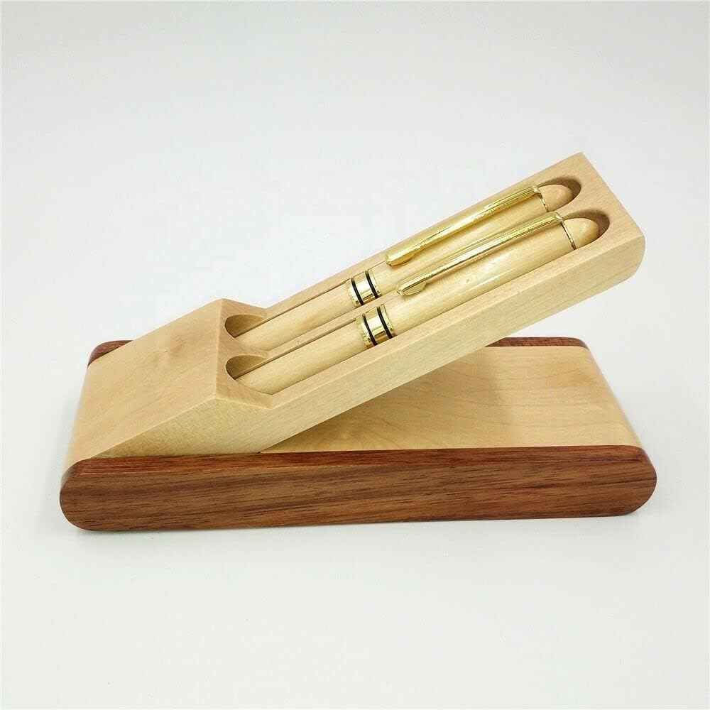 2pcs Wooden Gift Ballpoint Pen with Wood Display Case and 4 Pen Refills - TTpen