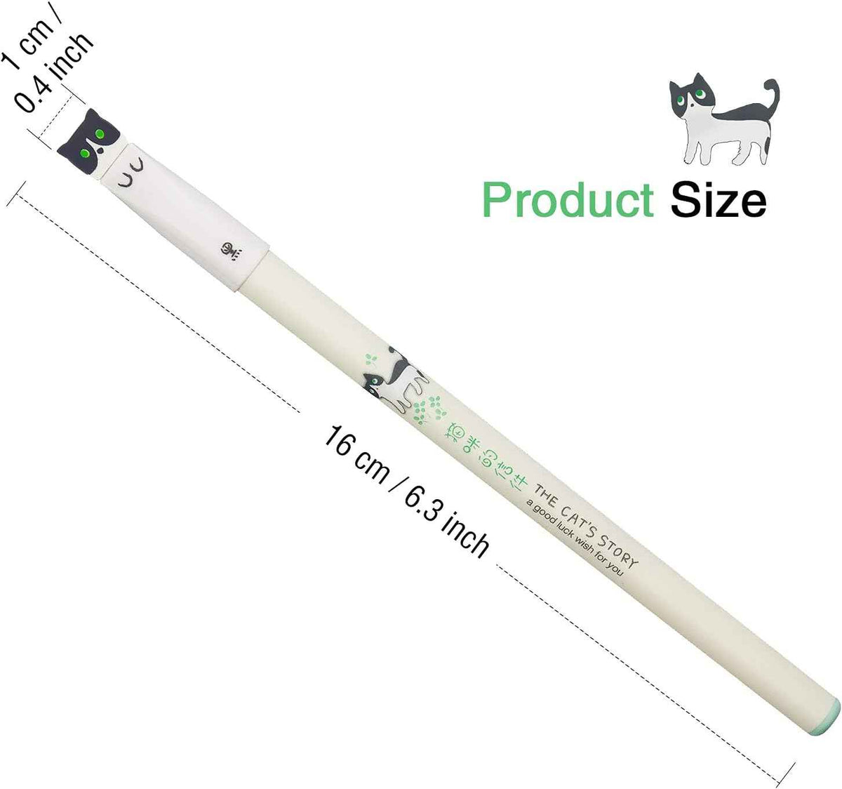 3 Pack Colorful Cute Cats Gel Pens 0.38mm Black Ink - TTpen
