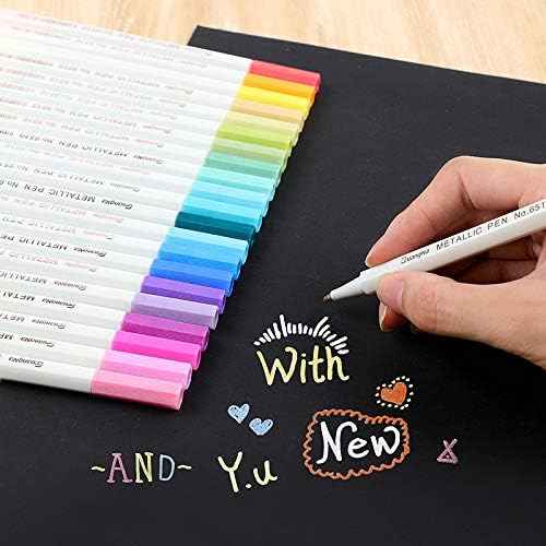 Guangna Metallic Marker Pens,20 Assorted Colors Fine Tip - TTpen