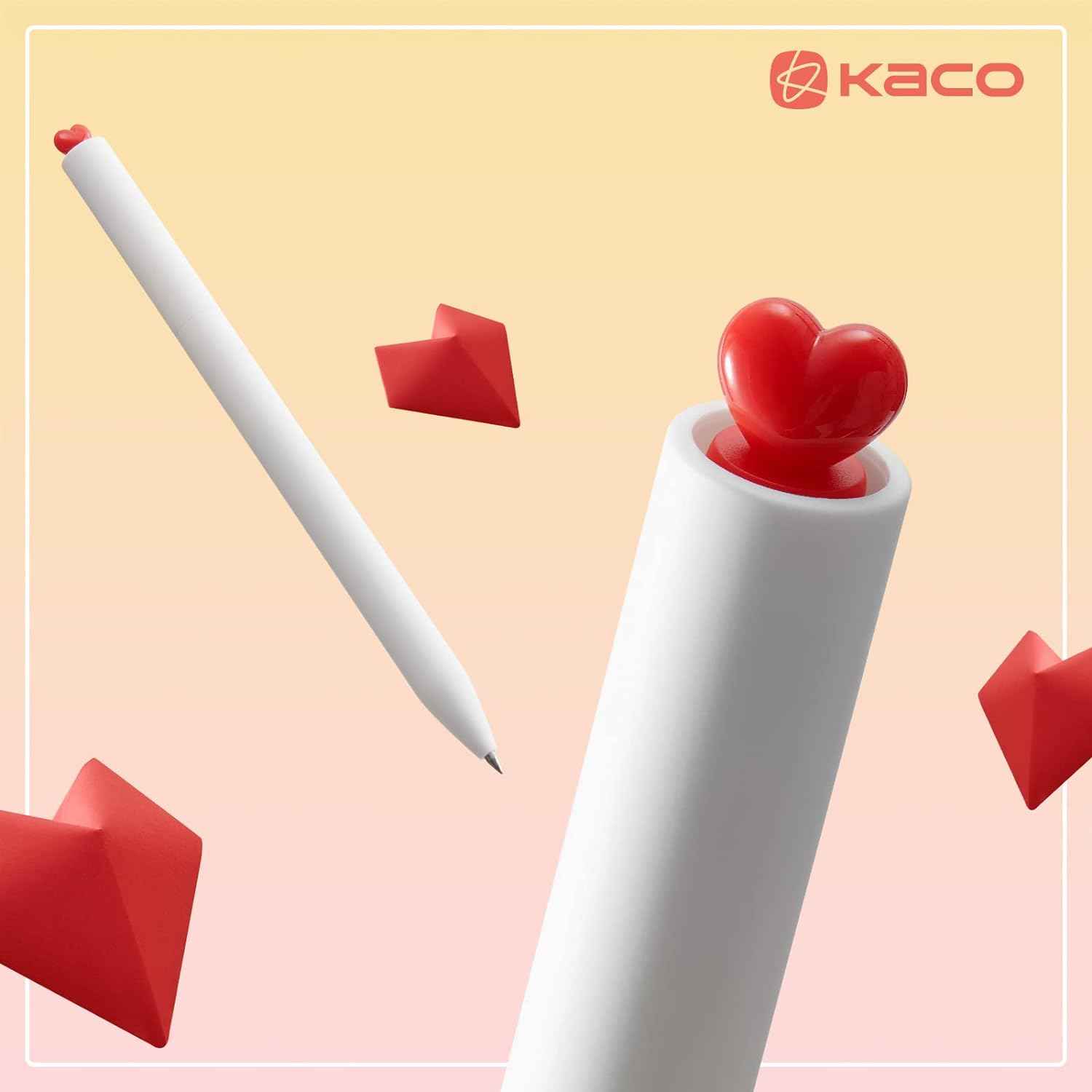 Kaco FIRST Heart Gel Ink Pens with Extra 4 Black Refills Set - TTpen