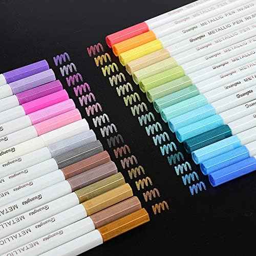 Guangna Metallic Marker Pens,30 Assorted Colors Fine Tip - TTpen