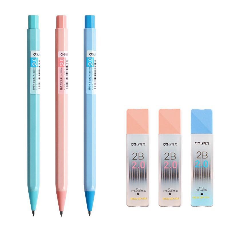 DELI 2.0MM Mechanical Pencil Plus with 24pcs Black Lead Refills