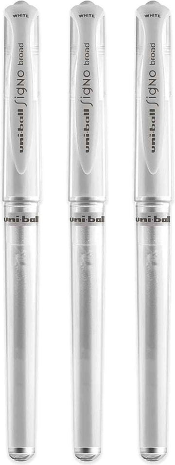 Uni-Ball UM 153 Signo Broad Point Gel Pen White 3 Pack - TTpen