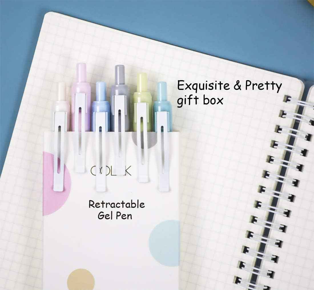 Retractable Gel Pens Black Ink,Fine Point 0.5mm with Soft Comfort Grip 6 Count - TTpen