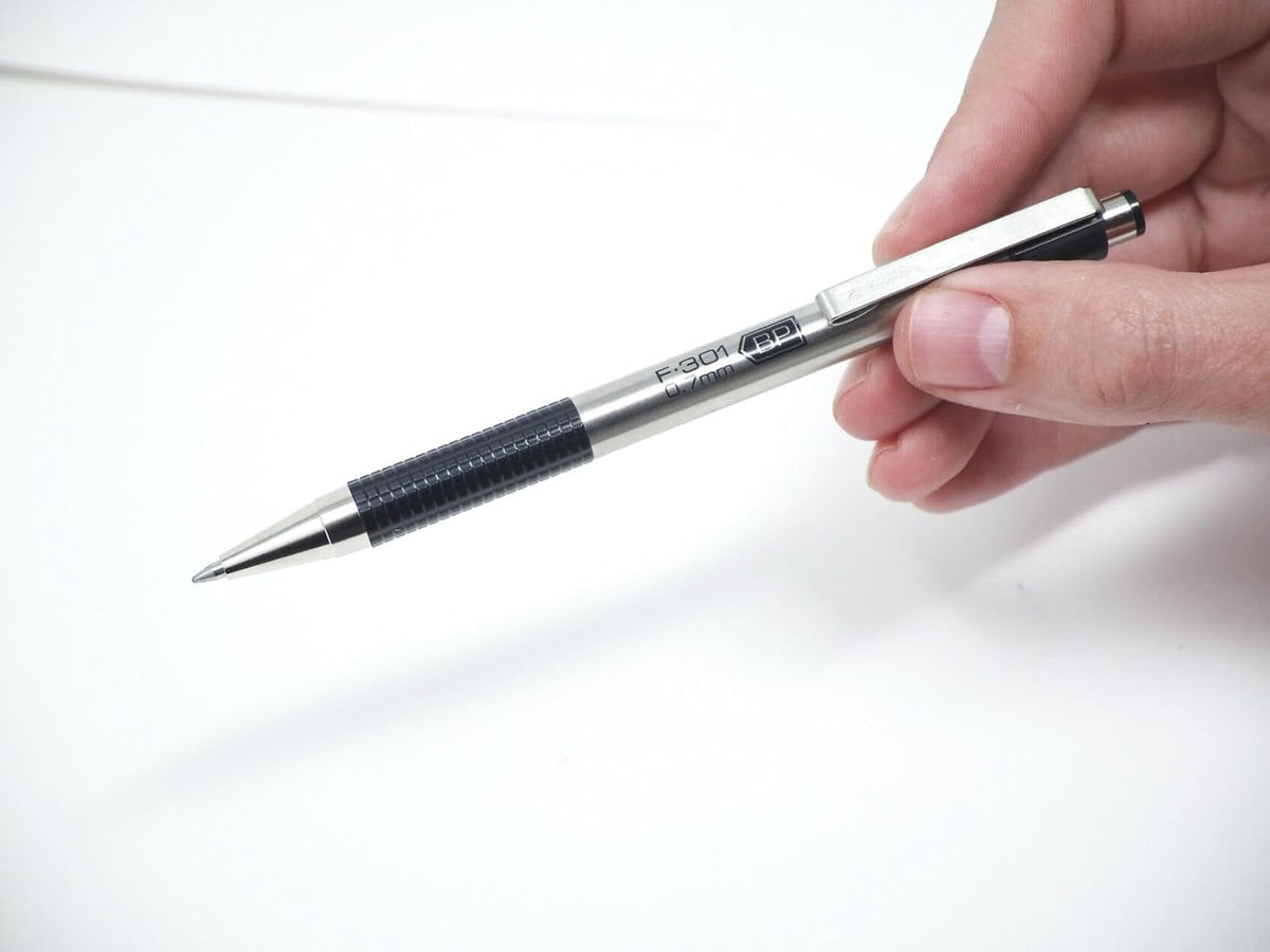 Zebra Pen F-301 Compact Ballpoint Stainless Steel Retractable Pen 0.7mm