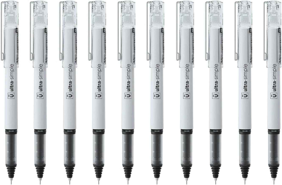 M&G 10Pcs Liquid Rollerball Pens 0.5mm Ultra Fine Point Black Ink Quick Dry - TTpen