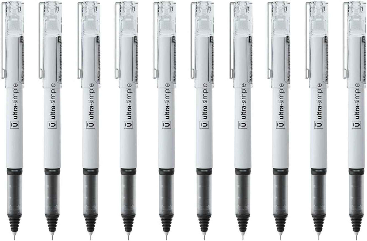 M&G 10Pcs Liquid Rollerball Pens 0.5mm Ultra Fine Point Black Ink Quick Dry - TTpen