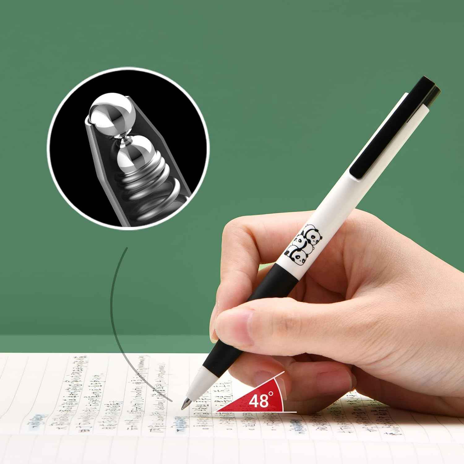 Kaco K7 Gel Ink Pens Cute Panda Black Ink 0.5mm Fine Point 3 Pack - TTpen