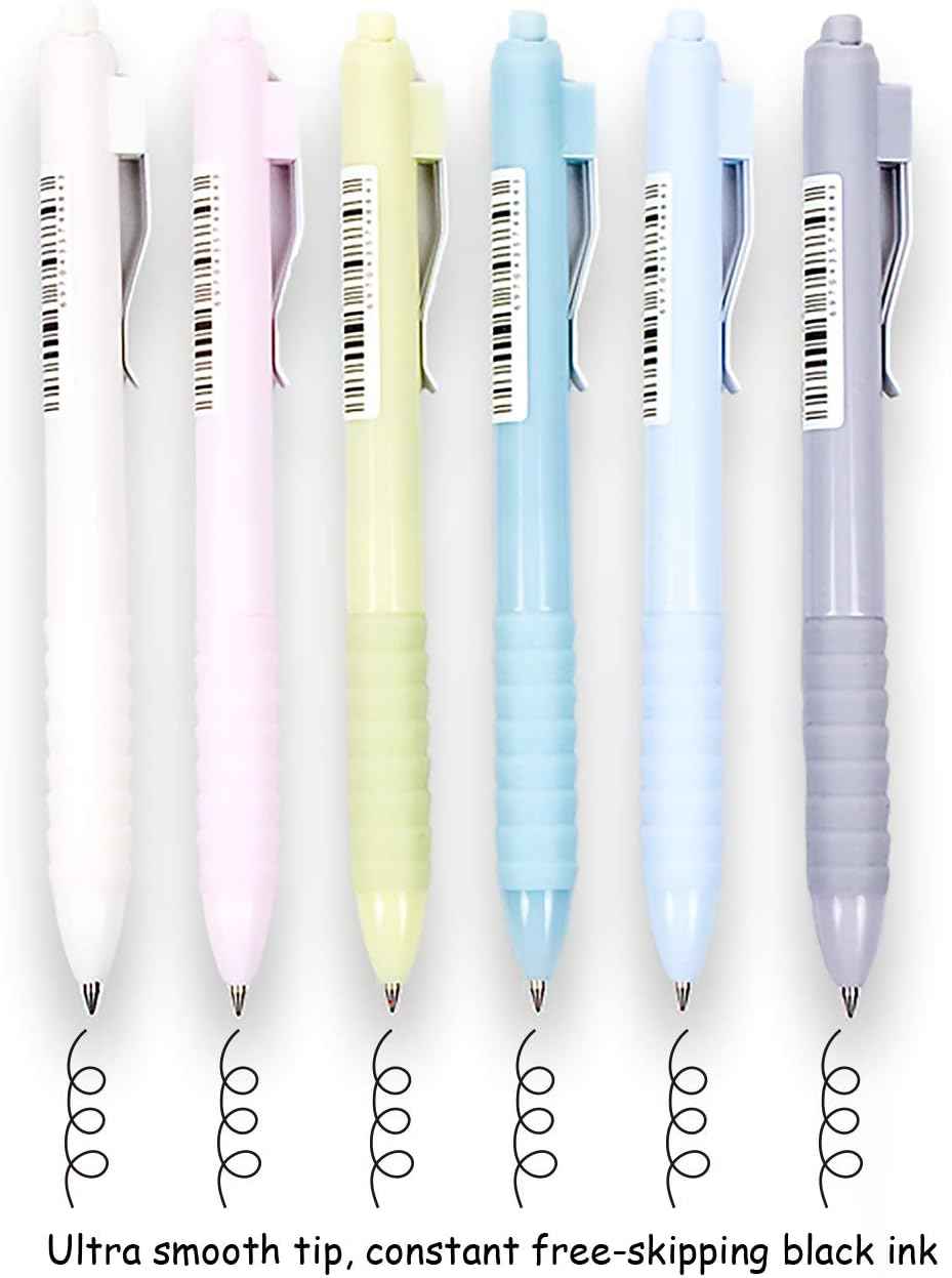 Retractable Gel Pens Black Ink,Fine Point 0.5mm with Soft Comfort Grip 6 Count - TTpen